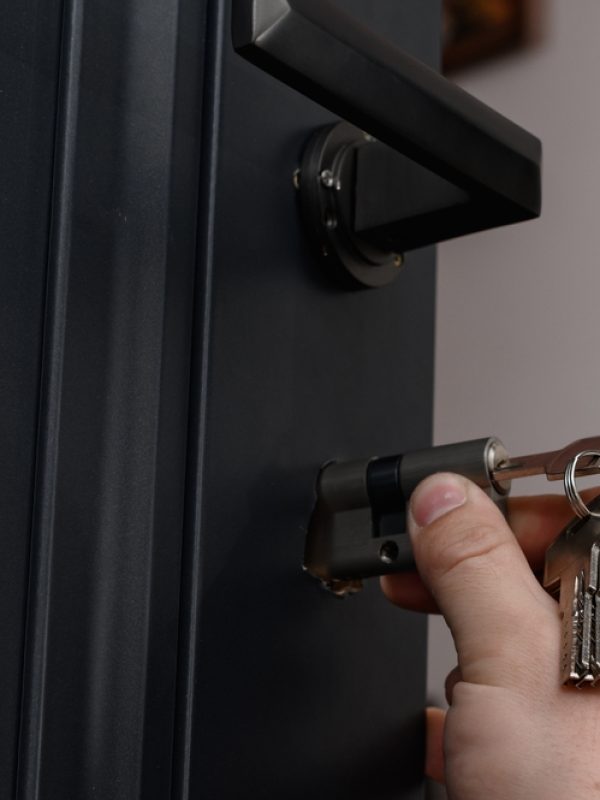 The,Master,Installs,The,Core,For,The,Door,Lock,,Assembly